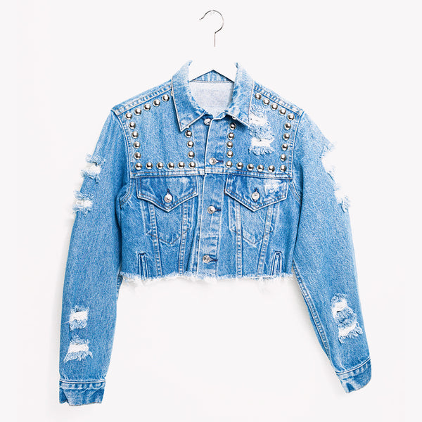 One a Kind Vintage Crop Denim Jacket