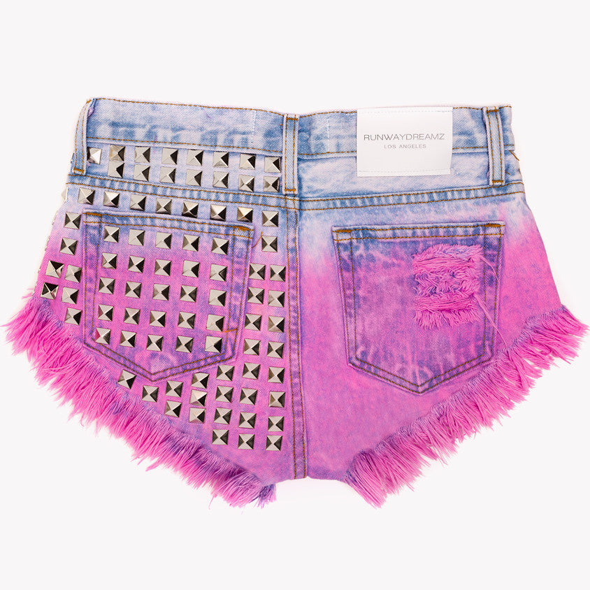 Dangers Rose Ombre Studded Vintage Shorts