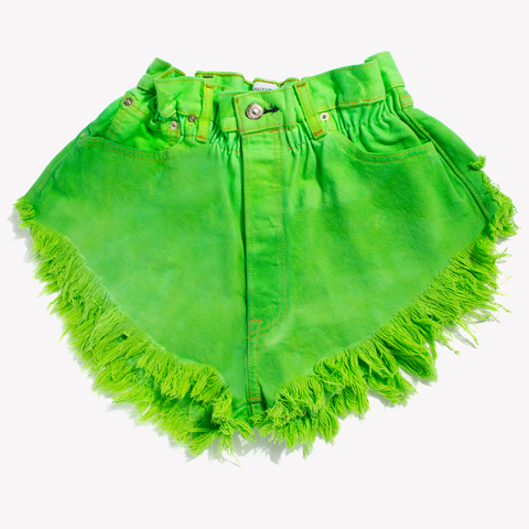 Boho Neon Kiwi Vintage Shorts