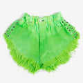 Boho Neon Kiwi Vintage Eyelet Shorts