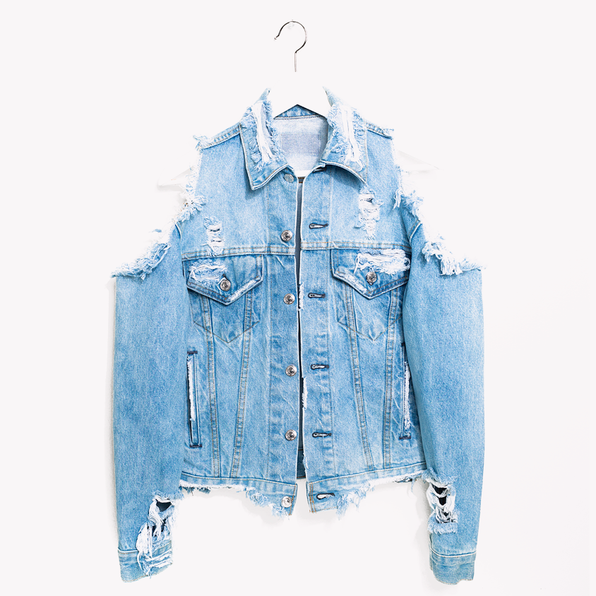 アクレント セットアップVintage compact denim jacket Vintage One a Kind Cold Shoulder Denim Jacket – RUNWAYDREAMZ