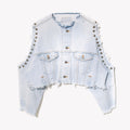 Cold Shoulder Studded Crop Jacket