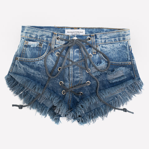 Rodeo Lace Up Gray Ombre Babe Shorts