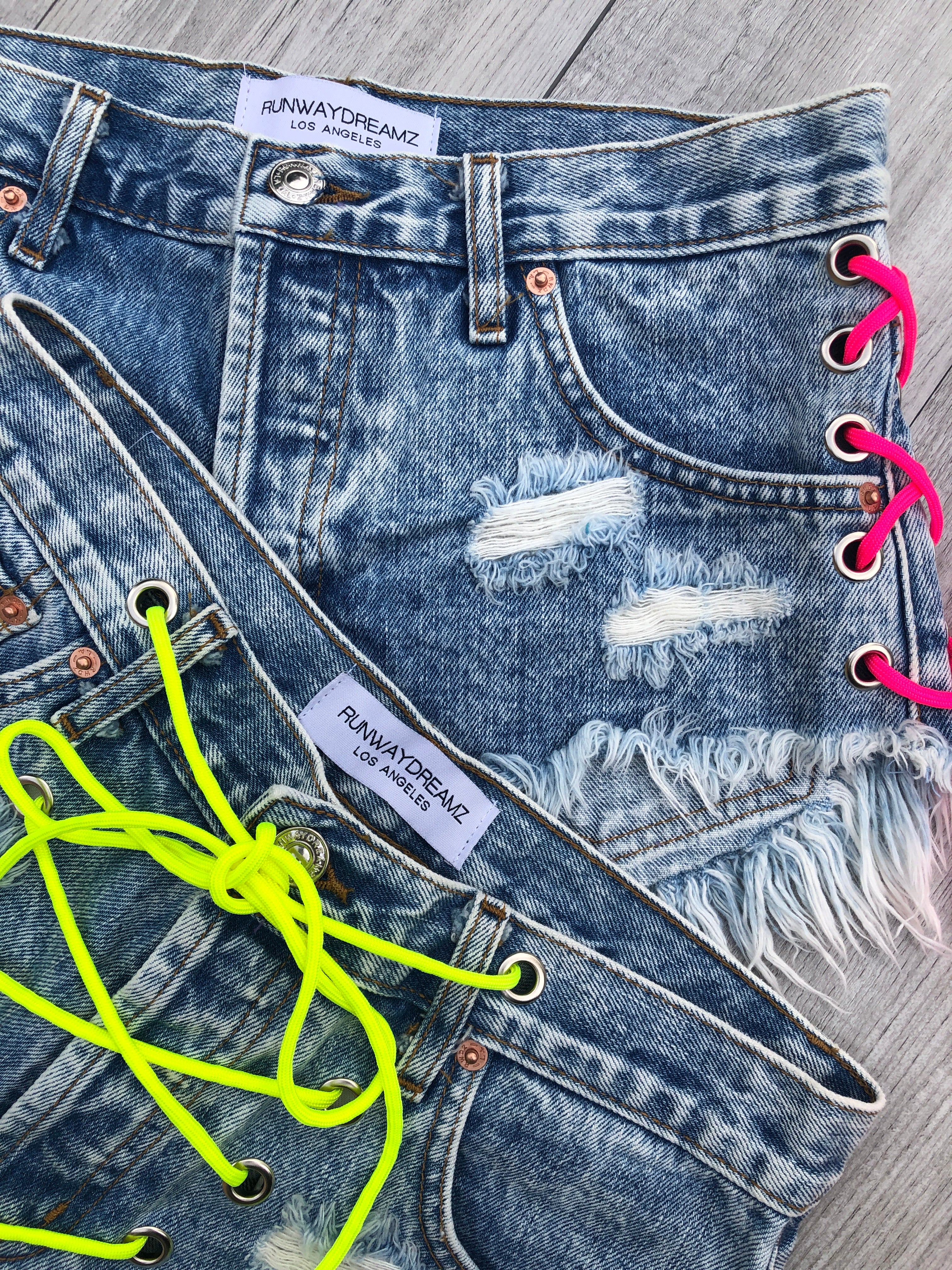 Neon Pink Side Lace Up Shorts